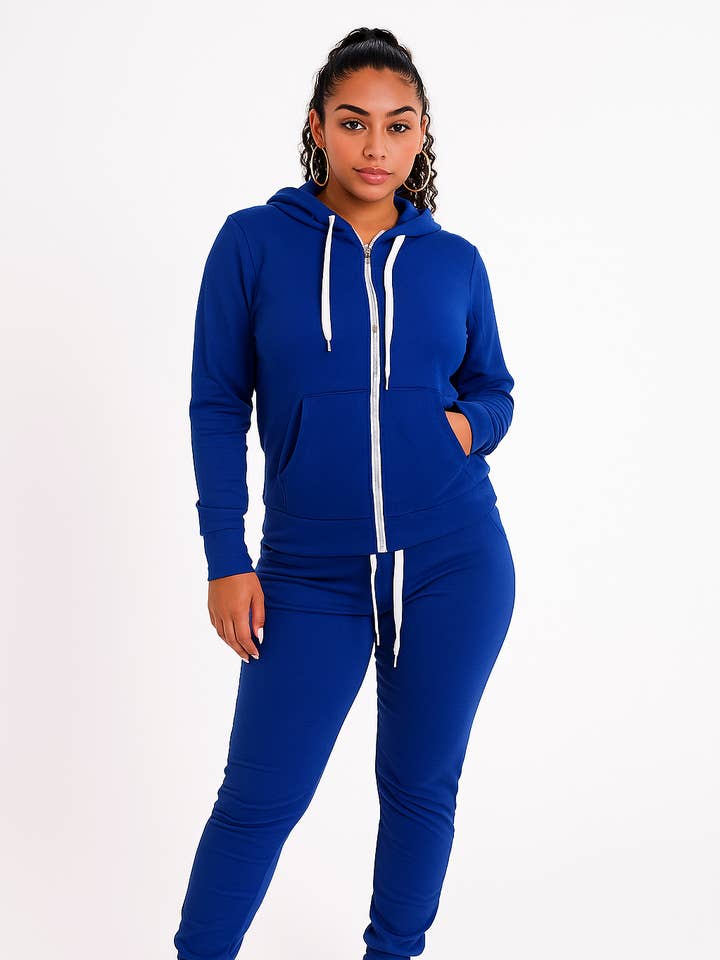 MB FASHION Zip-Up Hoodie and Jogger Pants Set 12489R for wholesale by MB Fashion Wholesale