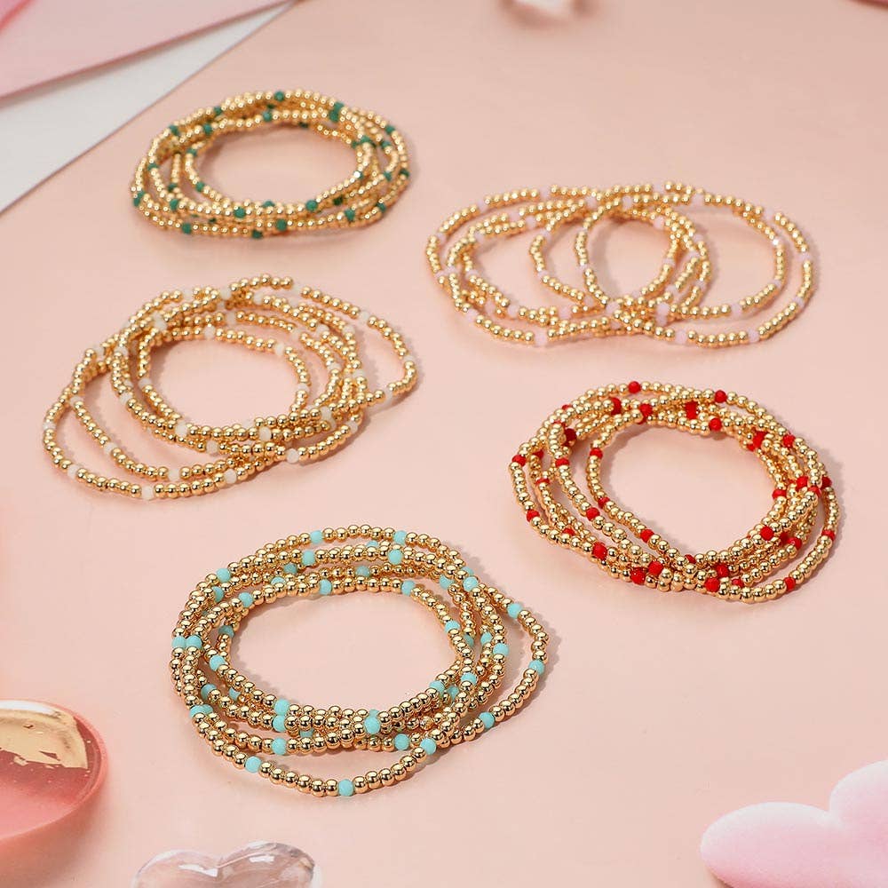 Sensibling Corp. - Wholesale Jewelry Set - 5PCS - Skinny Beaded Stretch Multi Layered Bracelets16