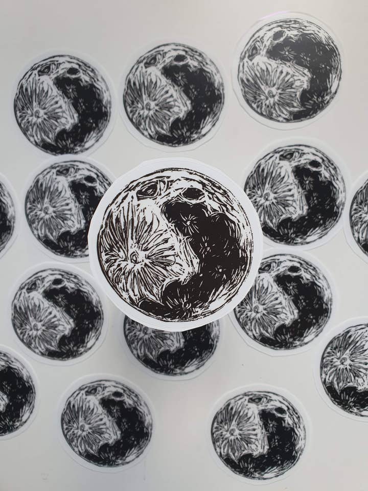 Full moon waterproof clear sticker for wholesale by Fizah Afzal