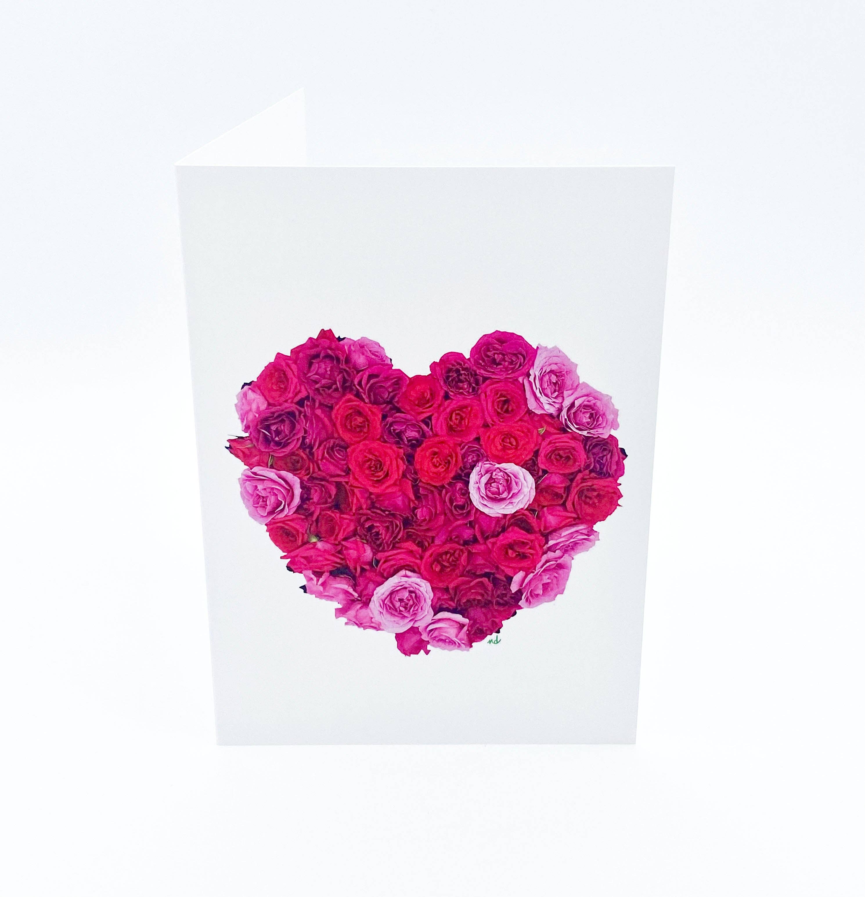 The Blooming Collector - Wholesale Valentine's Day Card - "Healing Heart on White" Mixed Roses Single Card1