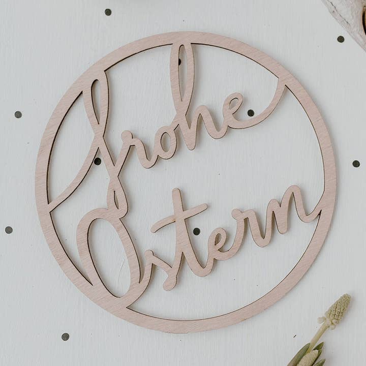 wooden wreath Happy Easter (pack of 8) for wholesale by Eulenschnitt