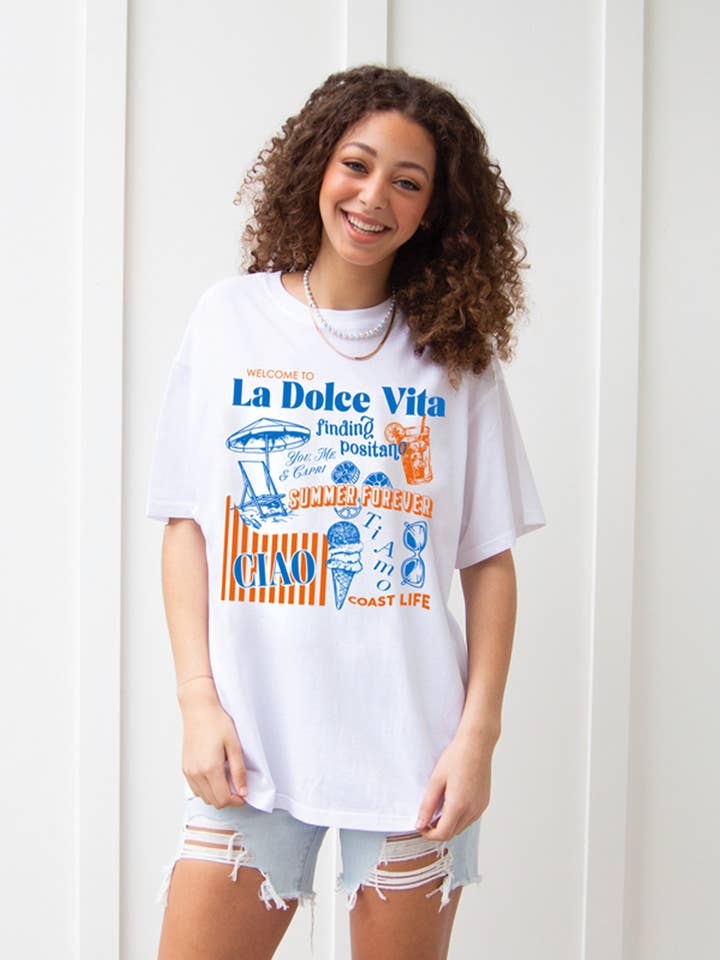 chicka-d - Wholesale Screen Printed T-Shirt - Women's - WELCOME TO LA DOLCE VITA BAND TEE