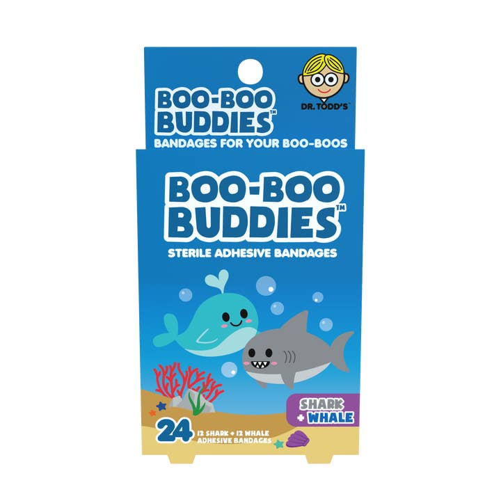 Cerotti per Bambini – Squalo + Balena (24 Pezzi, Senza Lattice) per la vendita all'ingrosso da parte di Boo Boo Buddies