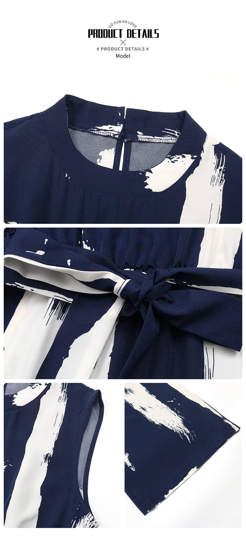 NAVY sleeveless printed jumpsuit for wholesale on Faire4