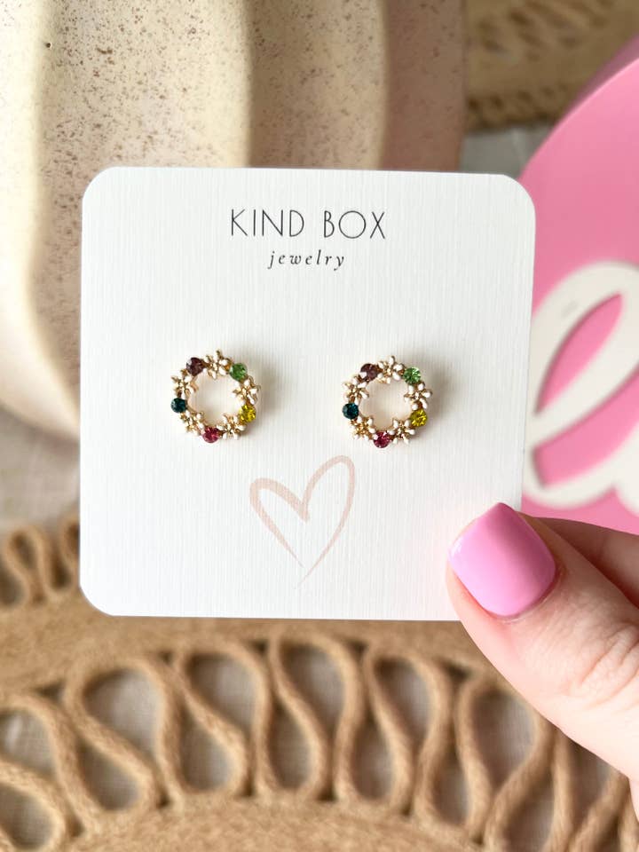 Floral Earrings: Colorful Diamonds for wholesale by Kind Box