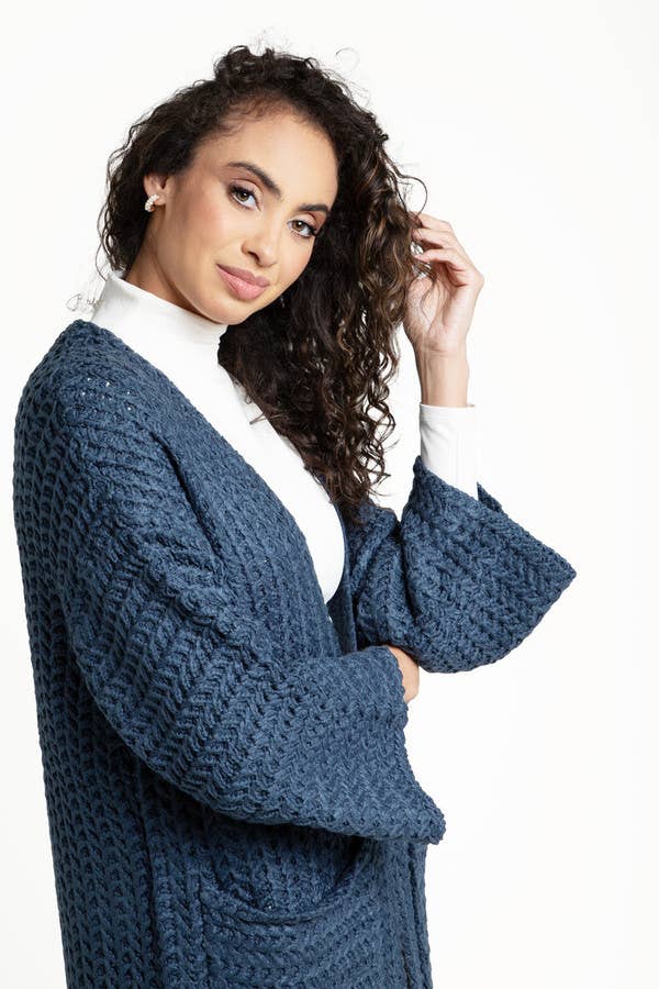 SAACHI - Vendita all'ingrosso Kimono - Donna - Cardigan Kimono a maniche lunghe in maglia a trecce24