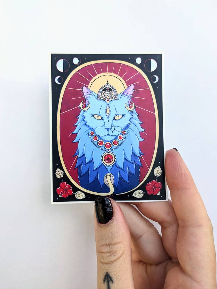 Adesivo artistico in vinile Kali Cat con Maine Coon per la vendita all'ingrosso da parte di Fendywitch Designs