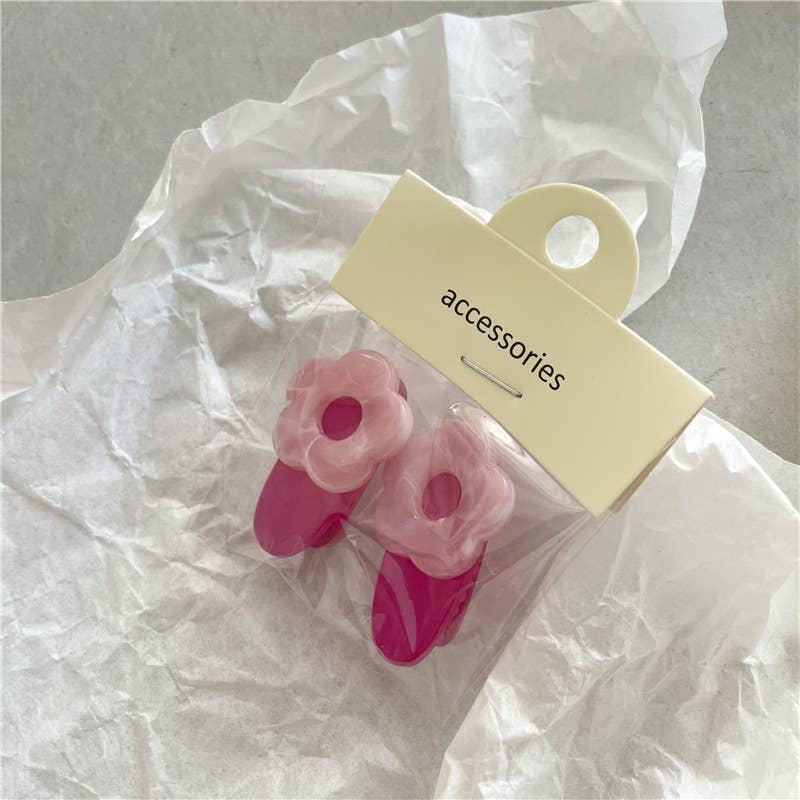 Tourtiwi - Wholesale Hair Clip - Kids - Two-Pack of Cute Colorful Flower Duckbill Clips