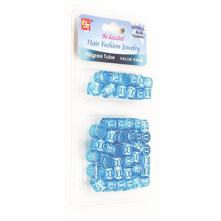 Tubo para trenzas de pelo, 10 mm x 8 mm, azul, 50/paquete para venta al por mayor de KT Supply