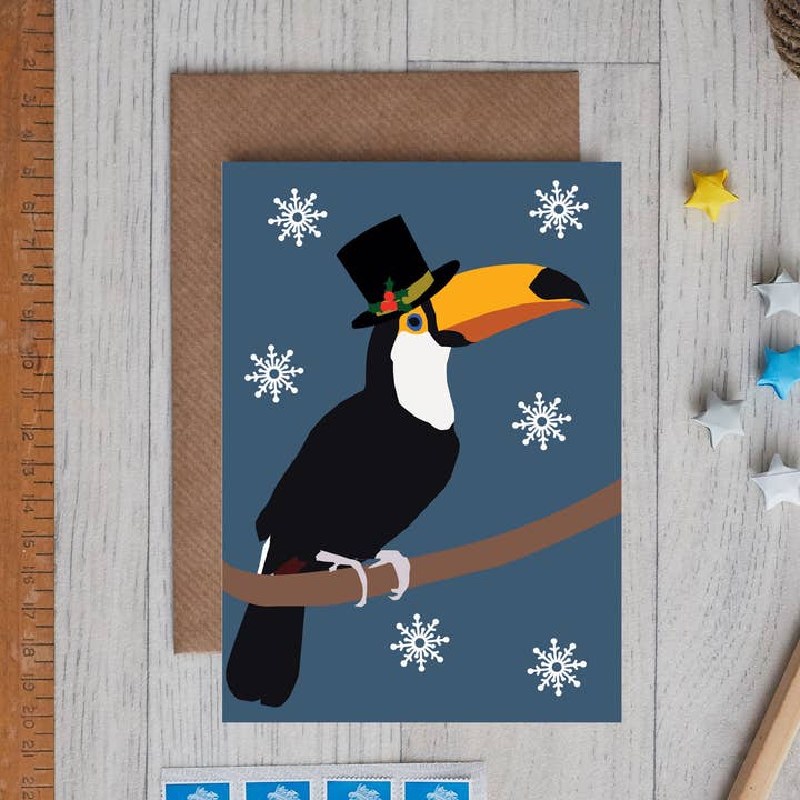 Lorna Syson - Venta al por mayor Tarjetas de Navidad - Tarjeta navideña Navidad pájaro tucán0