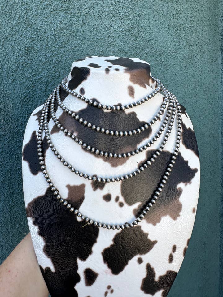 3mm Sterling Silver Navajo Pearl Style Beaded Necklace w/ 2 inch extender for wholesale by Nizhonitradersllc