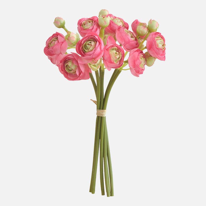 Sweet Home Deco - Wholesale Artificial Flowers - 10''T Silk Baby Ranunculus Flower Bunch, 6 Stems/24 Blooms11