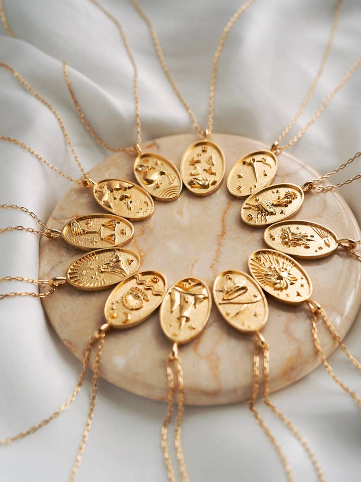 Gemini | Gold Zodiac Necklace for wholesale by wellDunn jewelry