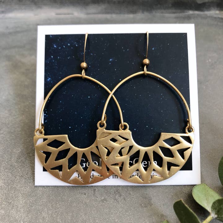 GeoMetricGem - Wholesale Dangle Earrings - Powell Earrings - Gold1