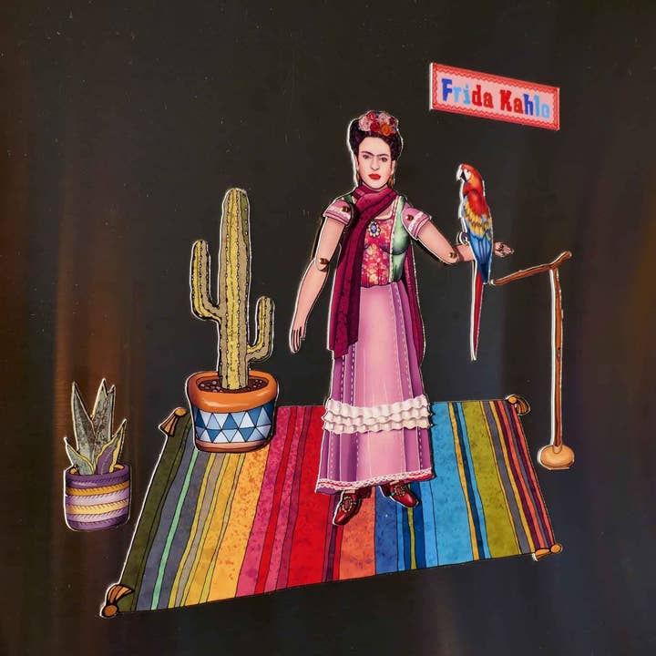 THE PAPER IDOLL – Engroshandel Magnet – Posable køleskabsmagnet eller sæt Frida Kahlo | Celebrity Paper Doll | Mexicansk kunstner