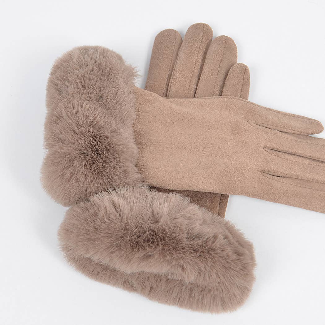 3AM BY H&D ACCESSORIES - Wholesale Handschoenen - Dames - Handschoenen van imitatiesuède met imitatiebont5