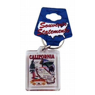 California Keychain Lucite State Map for wholesale by Jenkins Enterprises