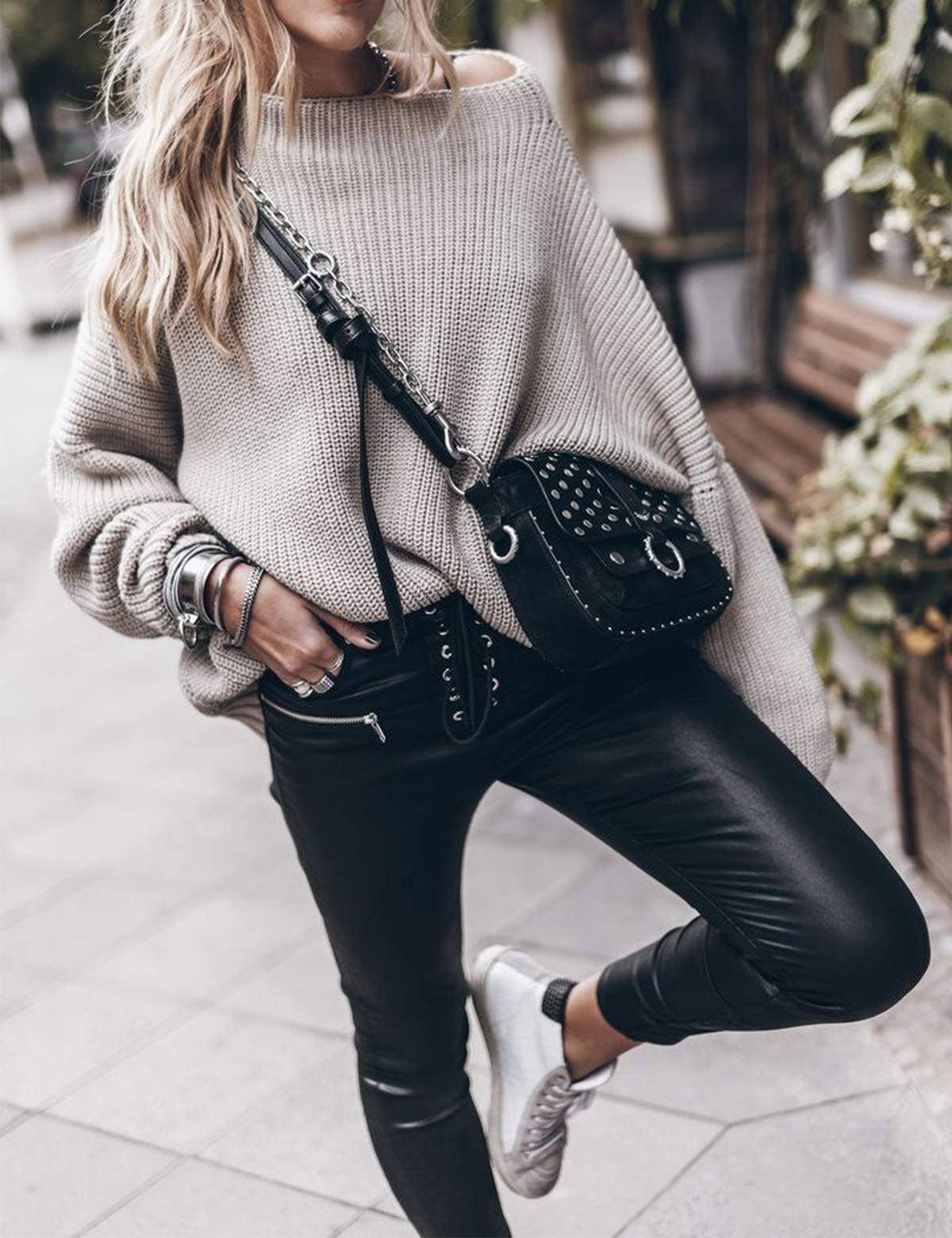 Chicto – Großhandel Strickpullover – Damen – Damen Oversized Pullover Fledermausärmel Stehkragen Jumper Oberteile37