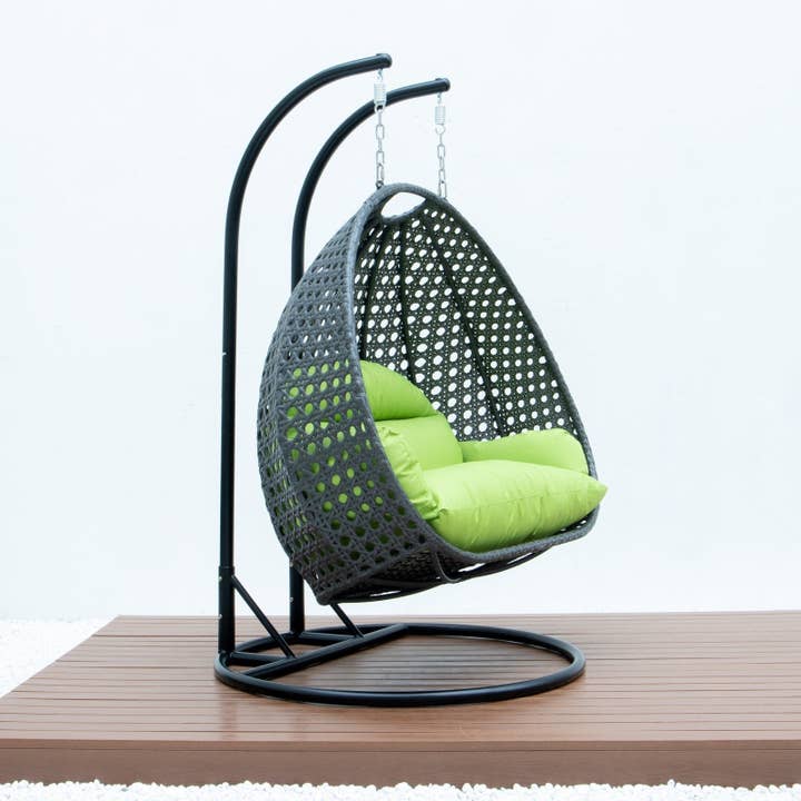 LeisureMod - Wholesale Egg Chair - Modern Charcoal Wicker Hanging Double Seater Egg Swing Chair73
