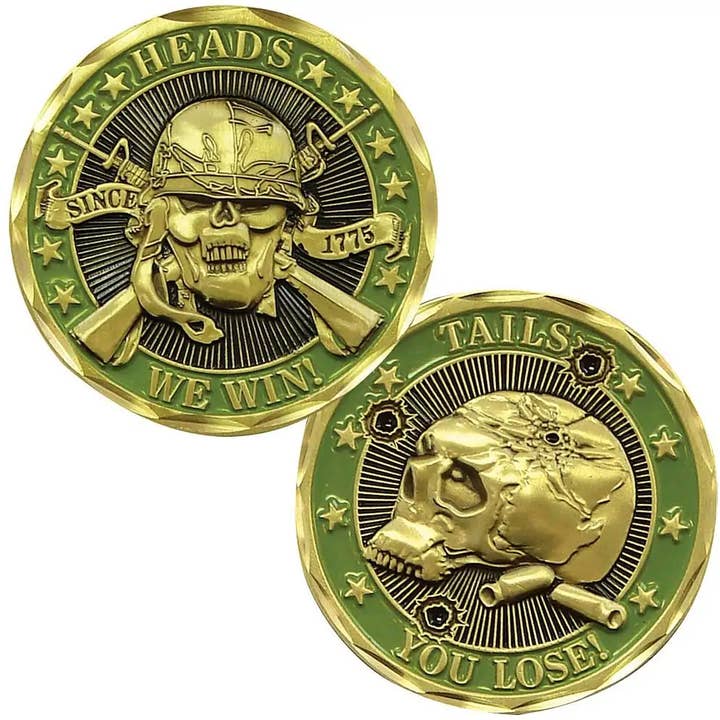 Blinkee.com, LLC - Wholesale Keepsake Coin/Token - Heads We Win Tails You Lose Challenge Bronze Coin1