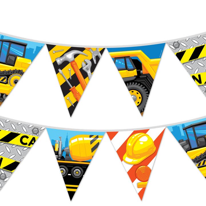 Treasures Gifted - Wholesale Party Sign/Banner - Construction Banner Pennant - Construction Party Supplies