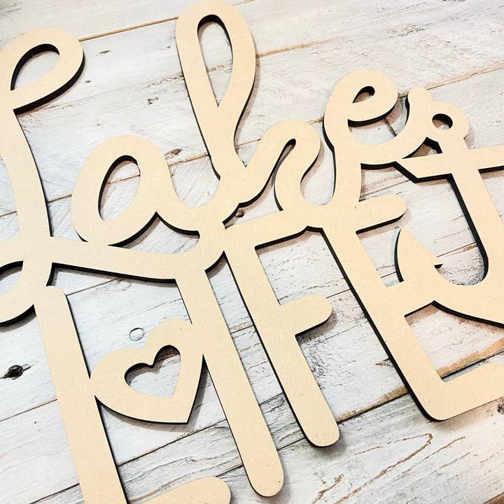 Krafty Supply - Venta al por mayor Papel pintado 3D - Letras conectadas | Lake Life Word | Recortes de madera para palabras2