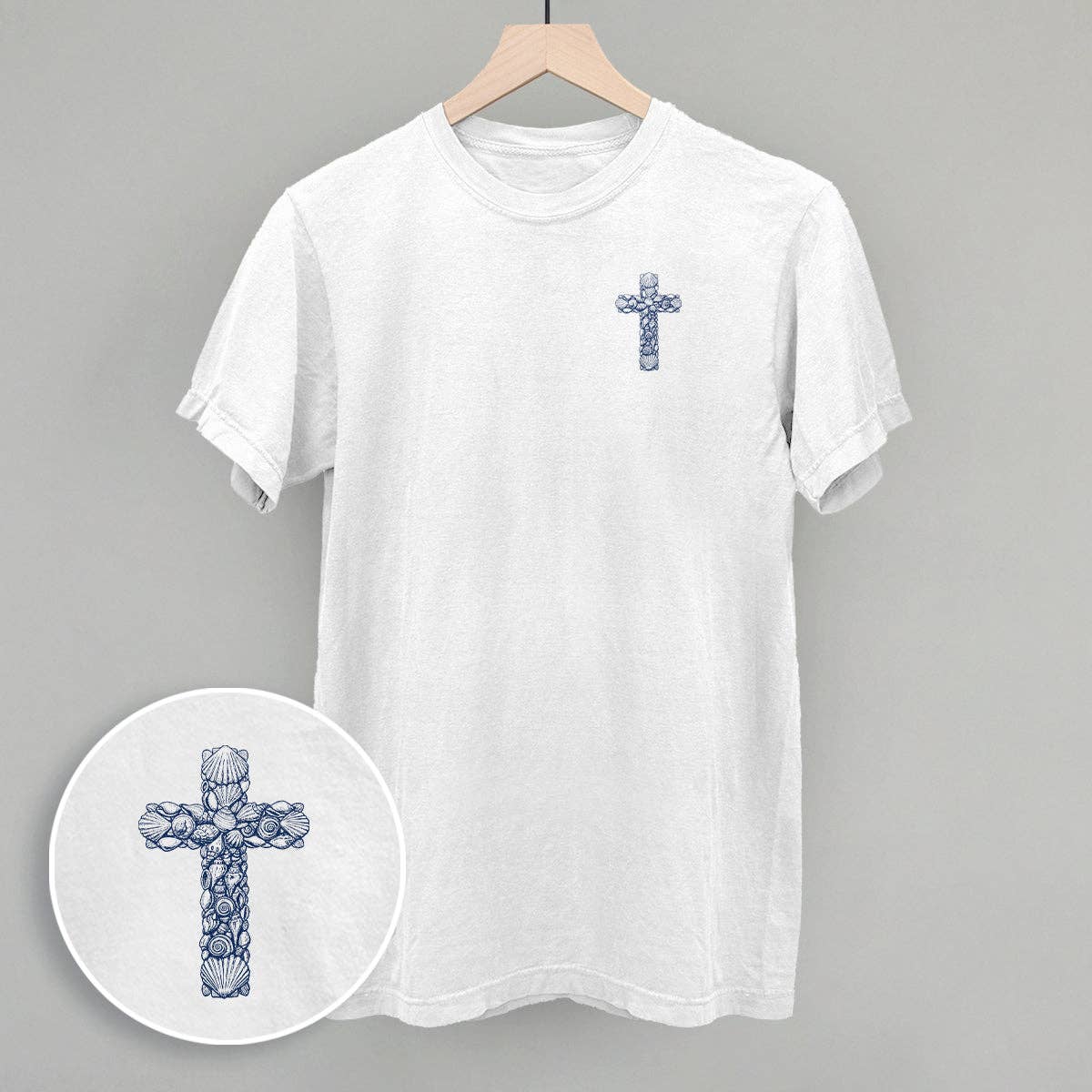 Ivy + Cloth - Wholesale Screen Printed T-Shirt - Women's - Seashell Cross (Left Chest)3