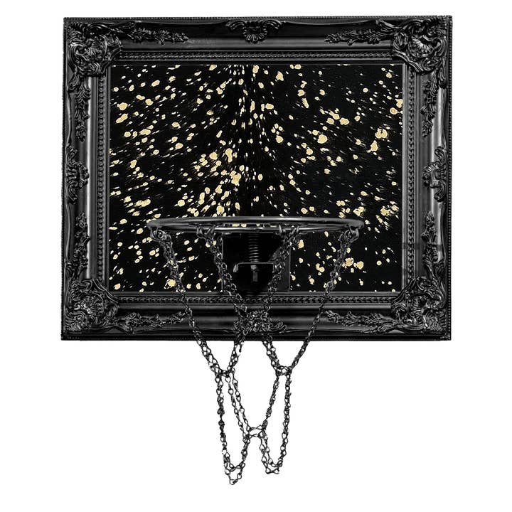 Hoops and Heritage - Wholesale Wall Accent - Black Cowhide Mini Basketball Hoop
