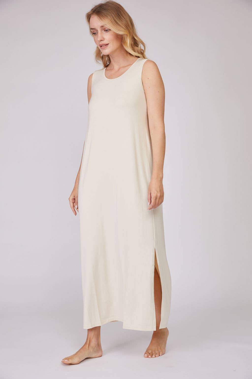 Pure Fiber - Wholesale Dress - Women's - Bamboo Sleeveless Dress – Fluid, Silky Soft Drape6