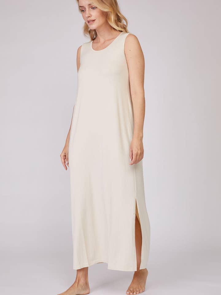 Pure Fiber - Wholesale Dress - Women's - Bamboo Sleeveless Dress – Fluid, Silky Soft Drape6