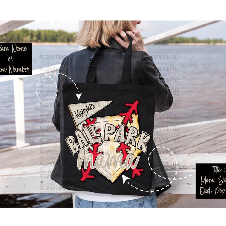 Vente en gros de sacs fourre-tout Split Ballpark pour softball/baseball pour la vente par NC Creations