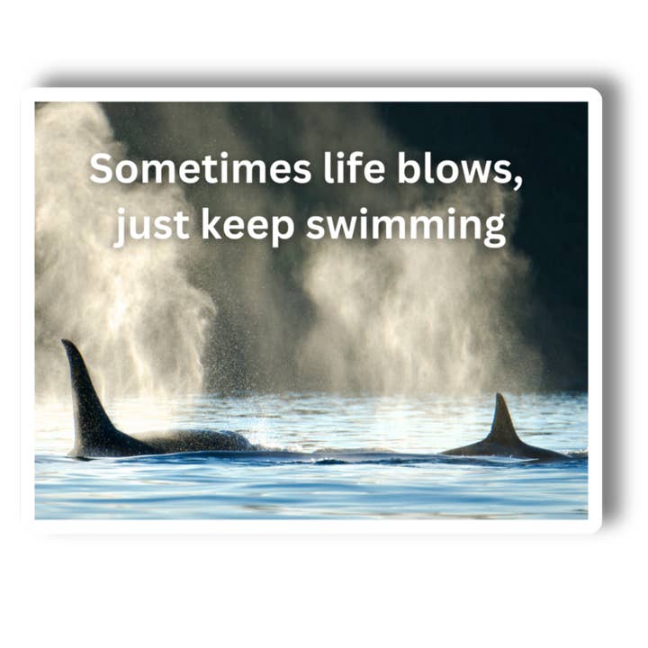 Just Keep Swimming - Funny Whale Vinyl Sticker for wholesale by National Parks and Beyond