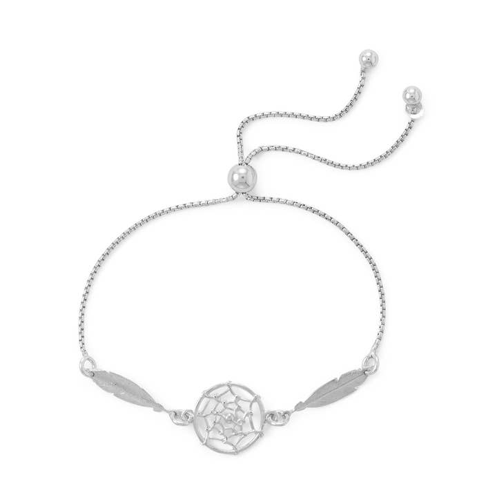 Bracelet bolo attrape-rêves plaqué rhodium pour la vente par Silver Stars Collection