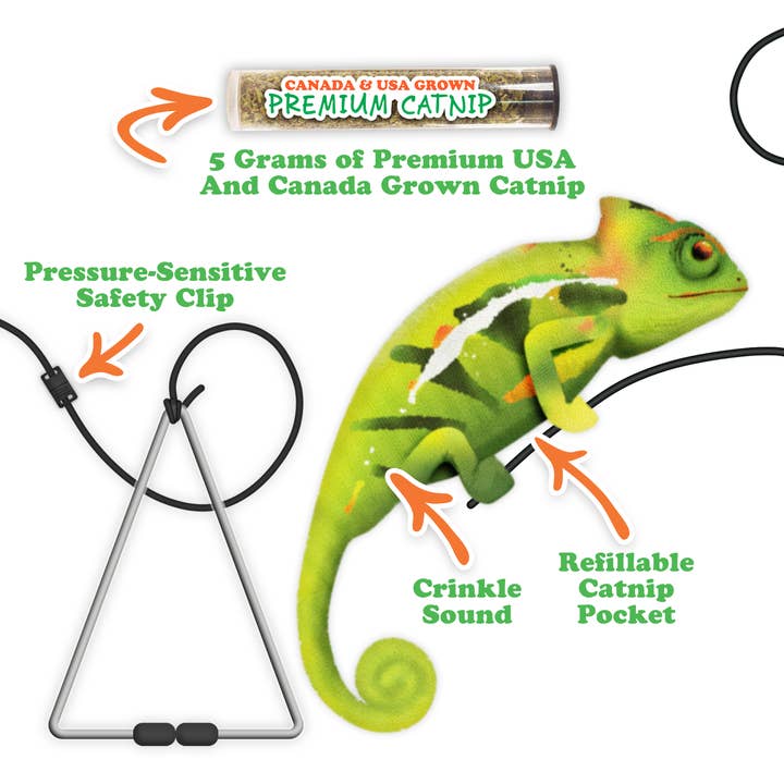 Meowijuana - Vendita all'ingrosso Giocattolo - Gatti - Giocattolo oscillante ricaricabile con erba gatta Jump 'n' Jamb Chameleon