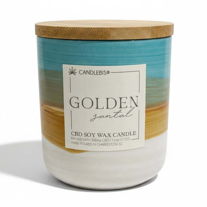 GOLDEN SANTAL CBD CANDLE for wholesale by Candlebis CBD Candles