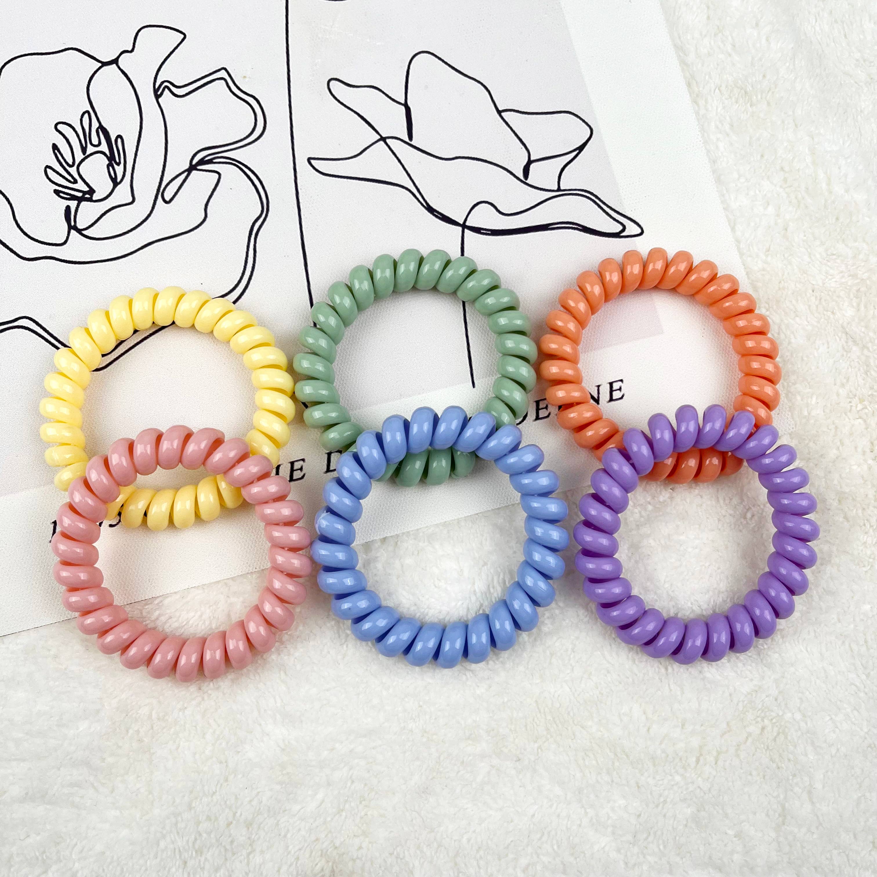 SoapElenGlen – wholesale Hair tie – 6PCS Candy Color Phone Wire Hair Tie Set3
