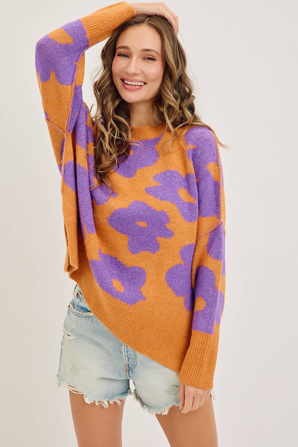 Sweet Lovely by Jen - Wholesale Knit Sweater - Women's - FLORAL LOOSE FIT SWEATER KNIT39