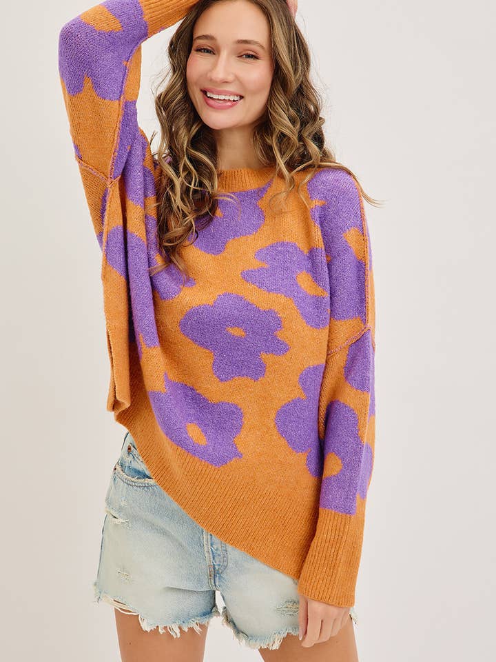 Sweet Lovely by Jen - Wholesale Knit Sweater - Women's - FLORAL LOOSE FIT SWEATER KNIT39