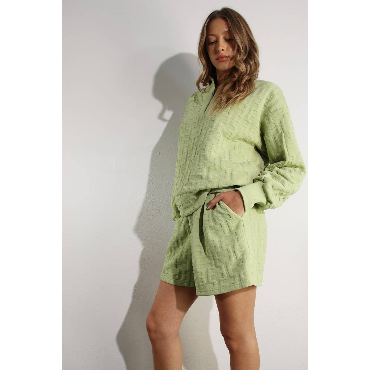 Mulla - Wholesale Top & Short Set (NOT Loungewear) - Women's - Textured Beige Lounge Set8