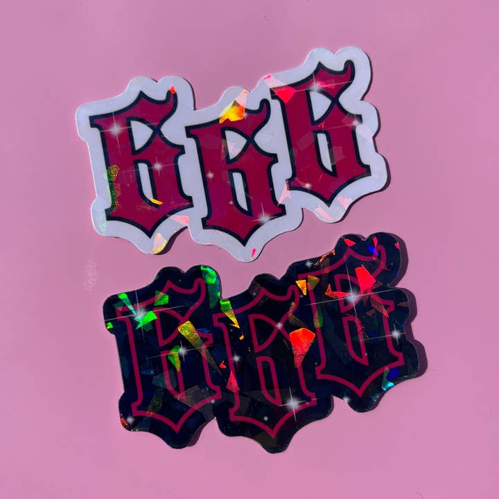 666 Holographic Gothic Sticker for wholesale by Troublesome Heart