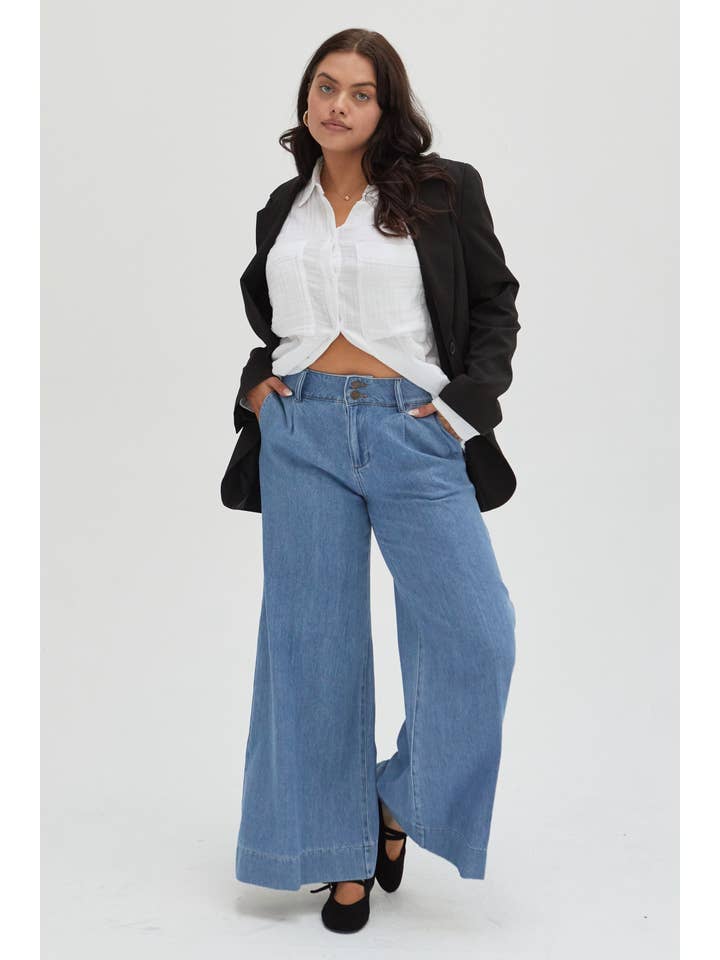 Danbury Low Rise Pleated Trouser Jean, Medium Classic for wholesale on Faire
