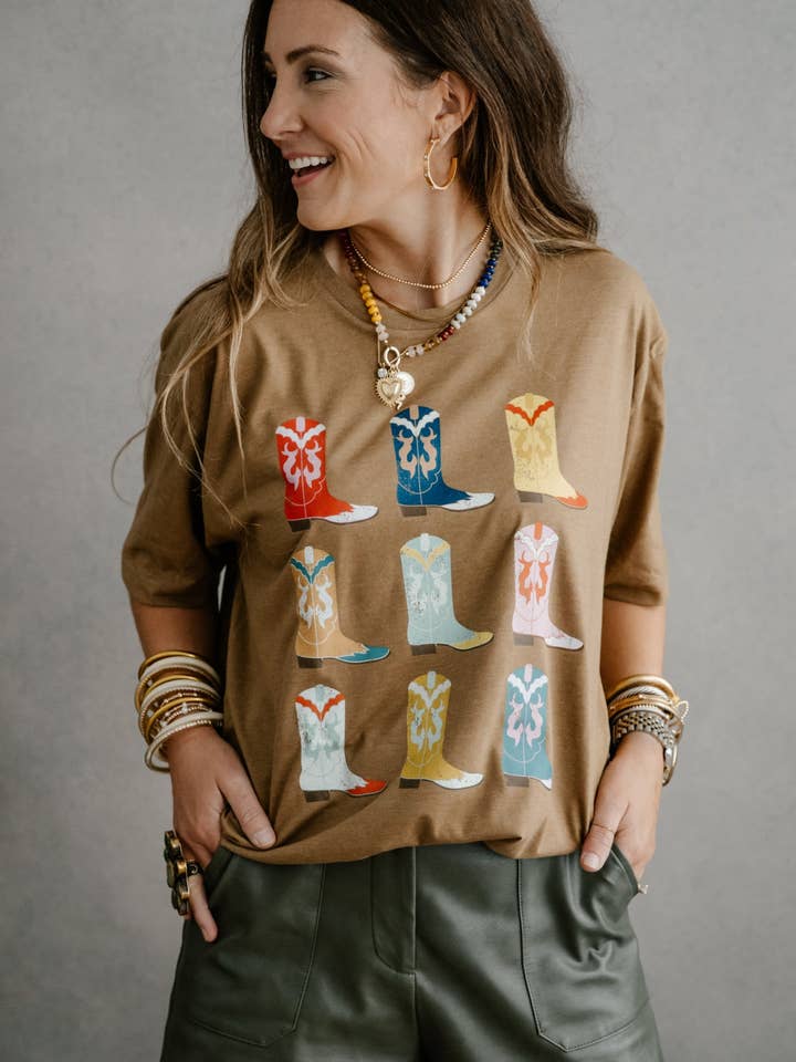 9 WESTERN BOOTS T-SHIRT for engroshandel hos Summer Tees