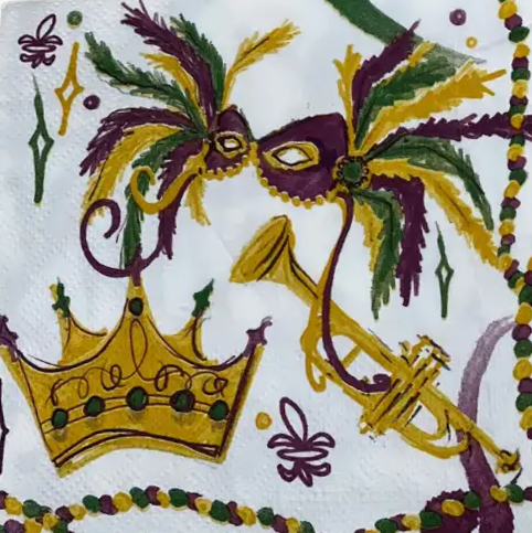 THE PARISH LINE - Wholesale Disposable Napkin - Cocktail Napkin - Mardi Gras Mask1