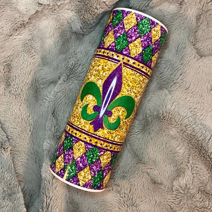 Gobelet à paillettes Mardi Gras pour la vente par Drifting Dogwood Designs
