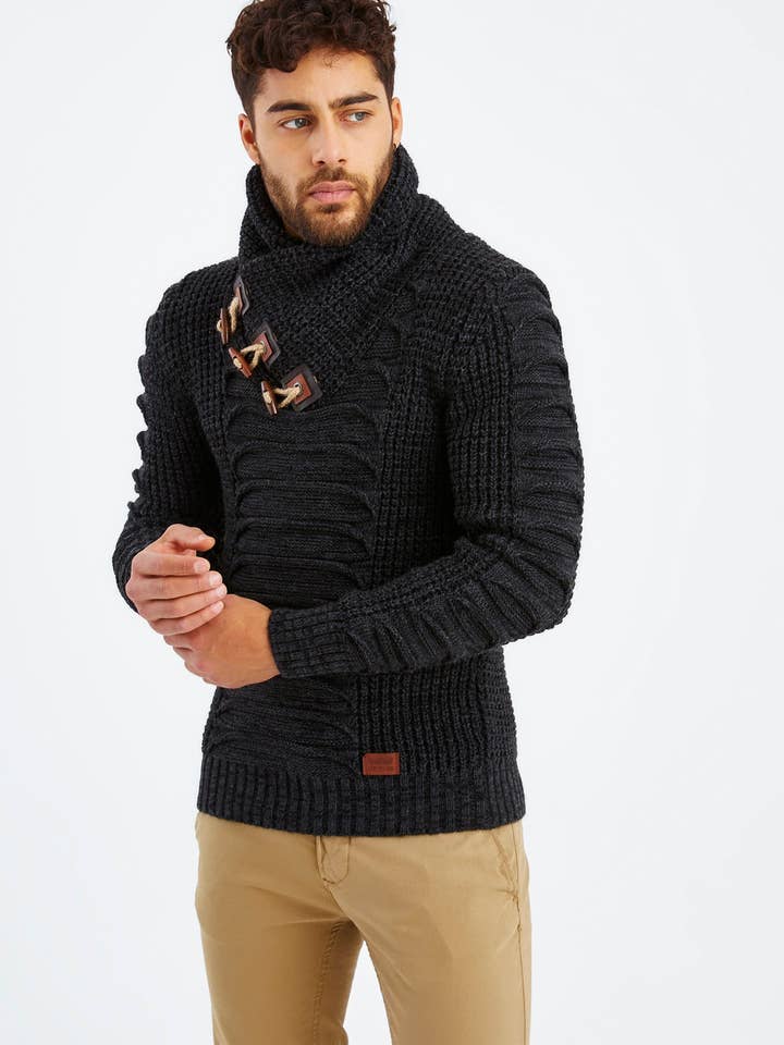 Leif Nelson GmbH - Wholesale Knit Sweater - Men's - Men's Knit Sweater Chunky Knit Shawl Collar LN-55755