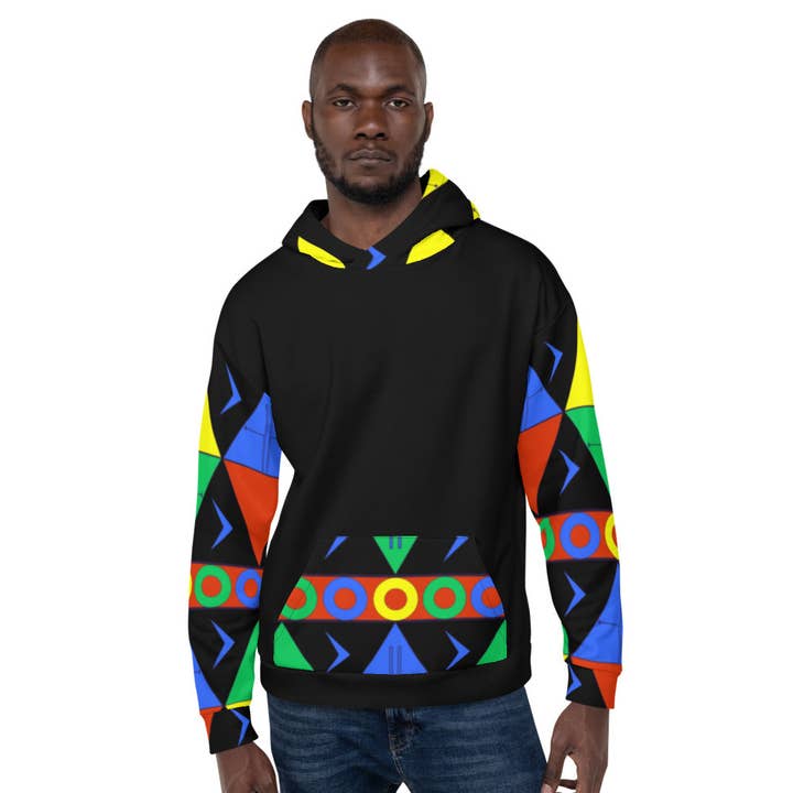 Sweat à capuche unisexe à imprimé tribal africain - Afrique du Sud pour la vente par STFU