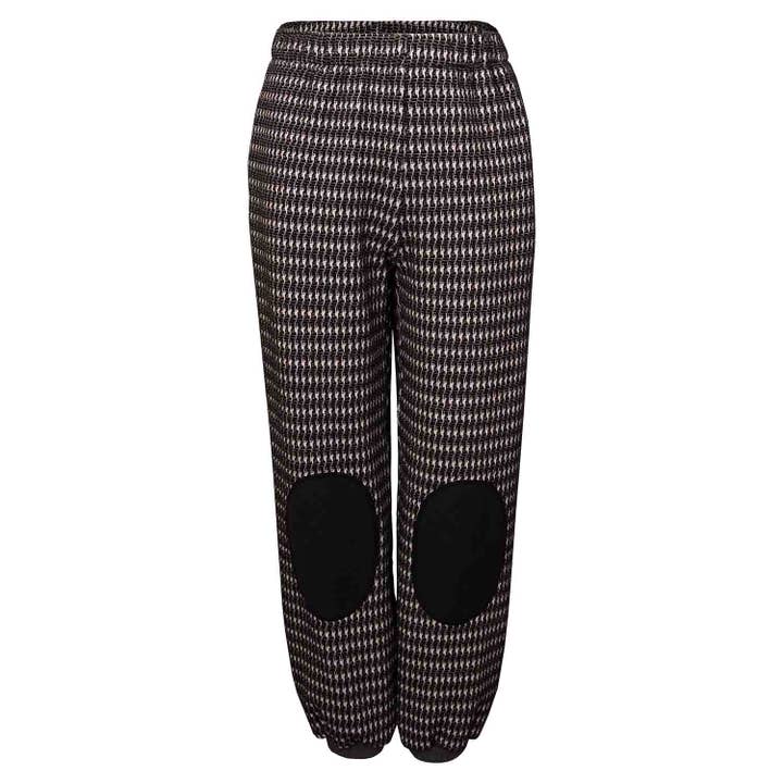 Pantalones para niños de pata de gallo en blanco y negro con parches en las rodillas. para venta al por mayor de Infantium Victoria