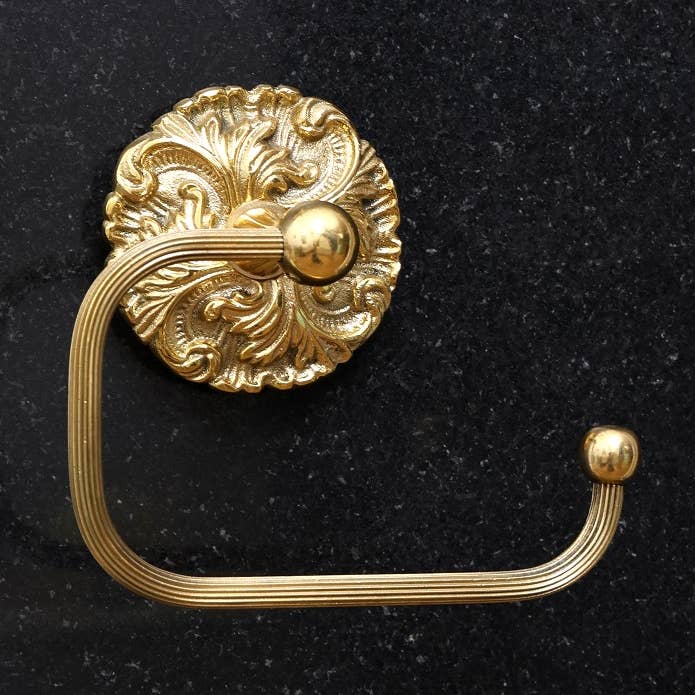 Portapañuelos de Papel de Latón Dorado con Motivo Floral para Baño para venta al por mayor de Daana Paani LLC