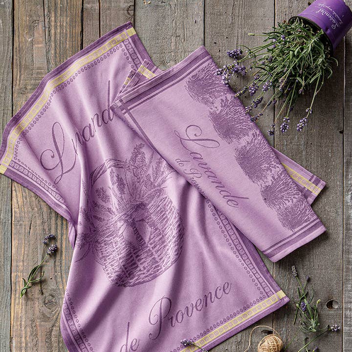 Panier de Lavande Cotton Jacquard Tea Towel by Coucke France for wholesale by Maison Otto French Lifestyle Distribution