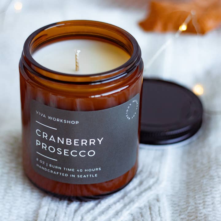 Cranberry Prosecco – Festive Scented Soy Candle for wholesale by Viva Workshop